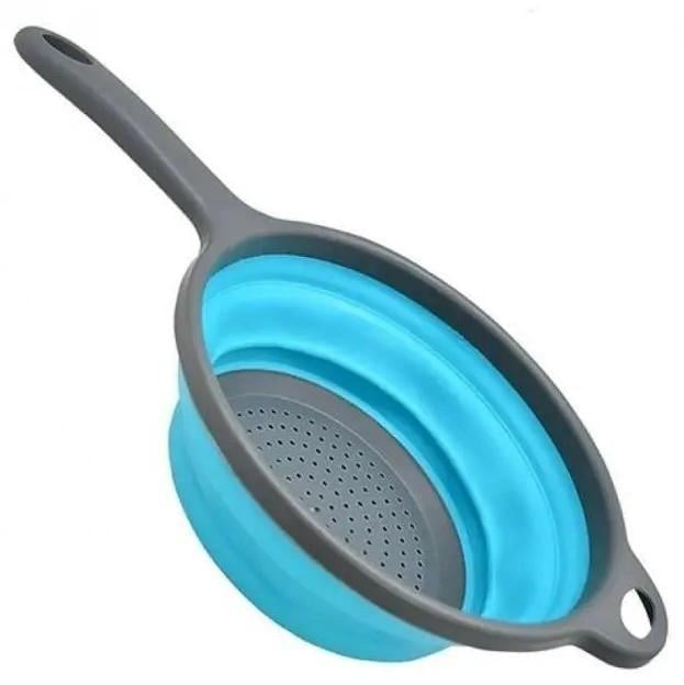 Дуршлаг складной силиконовый Frico FRU-088 с ручкой 40,5 см Голубой (Е088)