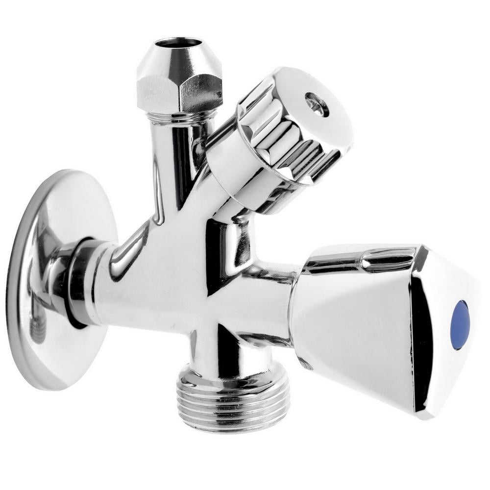 Кран кульовий побутовий подвійний Ferro CF5104 1/2"х3/4х3/8" зв-зв-зв кутовий (247562)