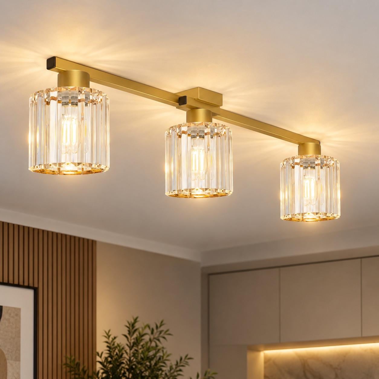 Люстра MSK ELECTRIC Brillante на три скляні плафони під лампи Е27 Золотий (NL 121252-3 GD)