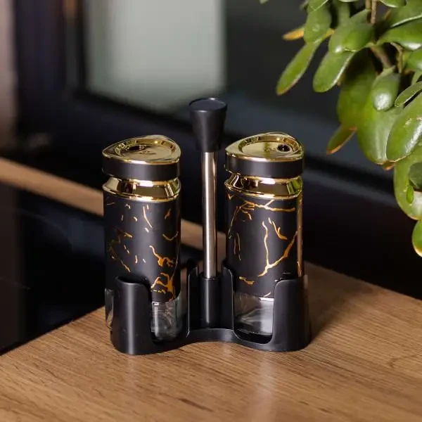 Набір для спецій на підставці солонка і перечниця по 120 мл Чорний (HP-1353) - фото 4