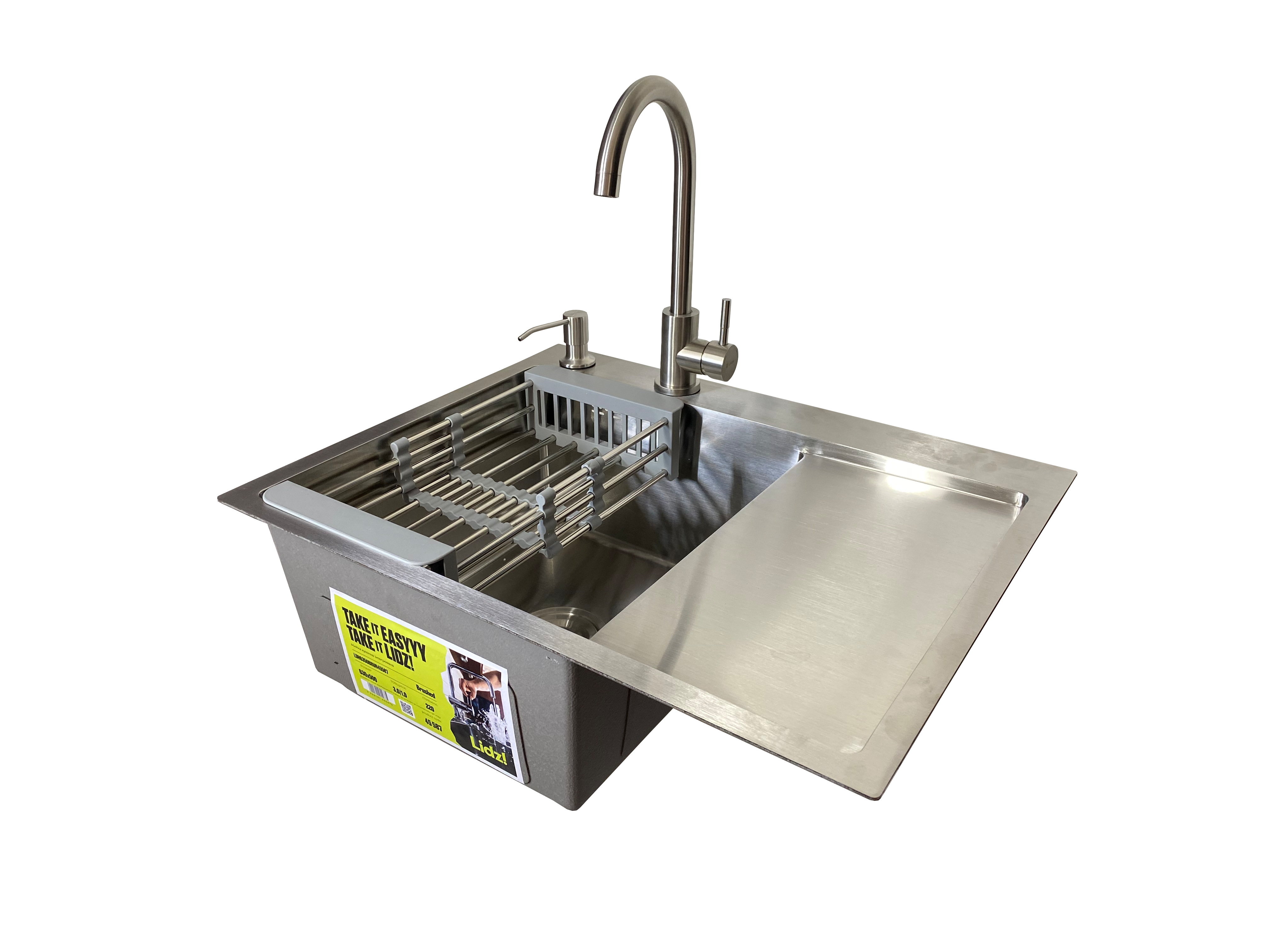 Мийка для кухні Lidz H6350R чаша зліва/вбудована/змішувач/дозатор/кошик 3,0/1,0 мм (b8bbf3d5)