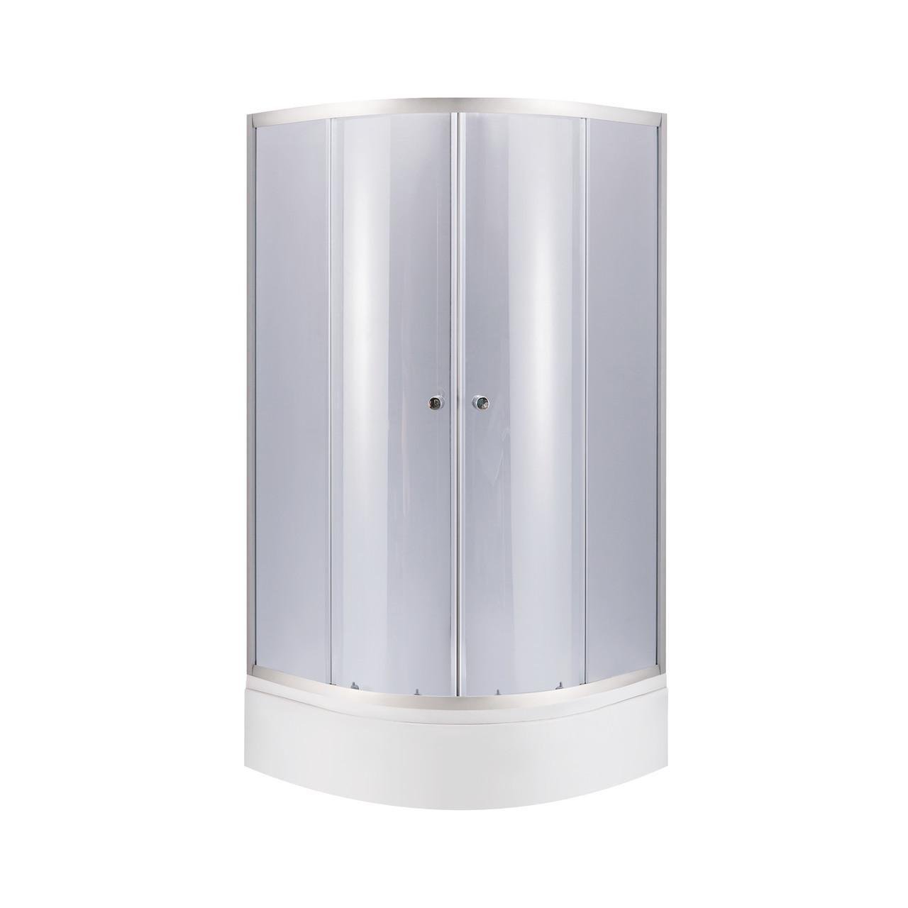 Душевая кабина Latwa SC80x80.SAT.MID.GR полукруглое стекло тонированное 4 мм/душевой поддон Kapielka ST 80x80x26 см с панелью Lidz (2564785472)