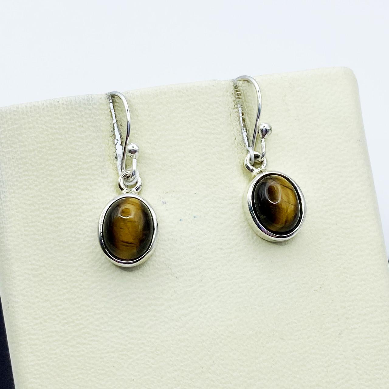 Серьги серебряные с тигровым глазом 4 г (2371628982)
