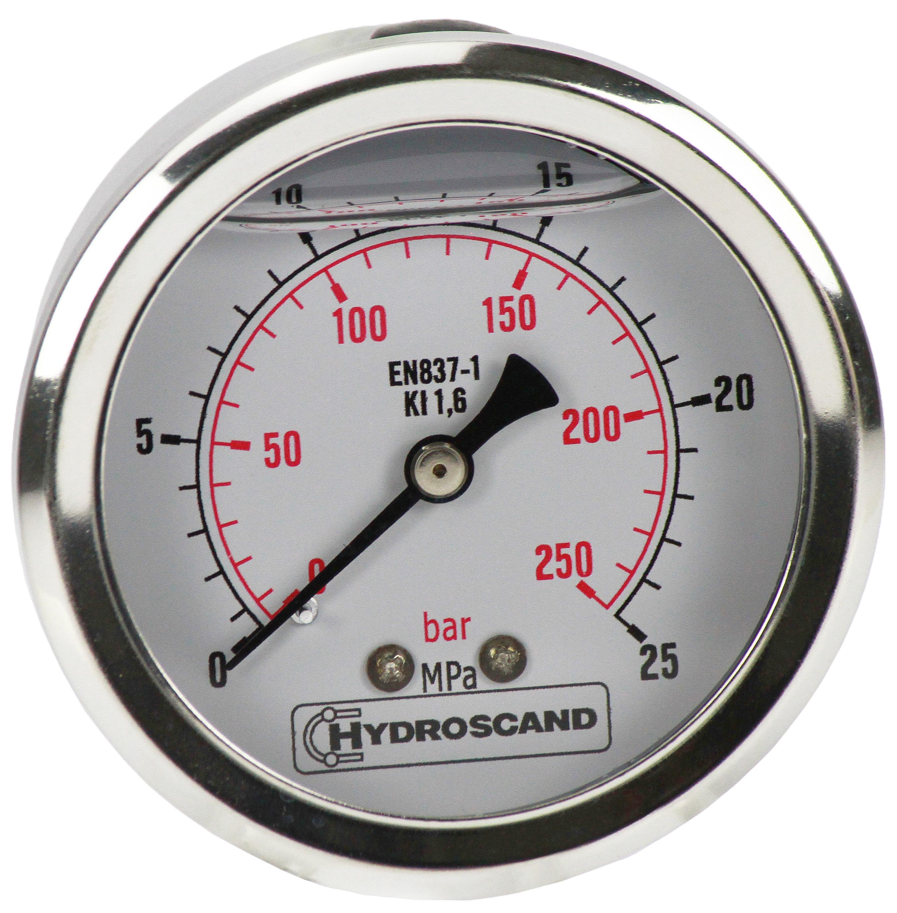 Манометр глицериновый подключение сзади 0-10 бар G 1/4" 63 мм (83600101)