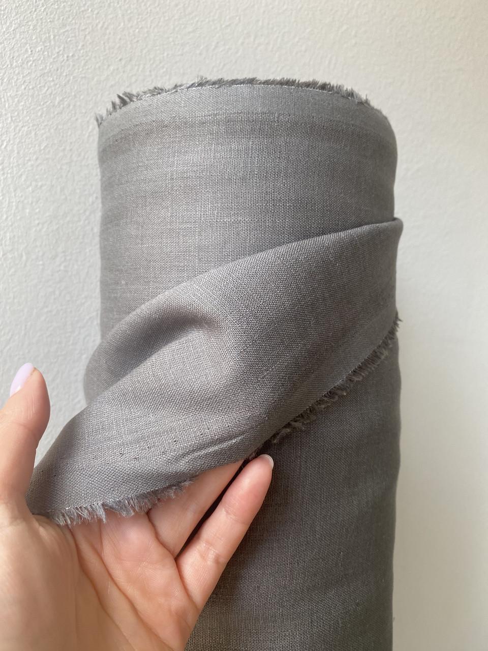 Ткань рубашечно-платьевая LINEN PLUS 100% лен 143 см 123 Графитный - фото 2