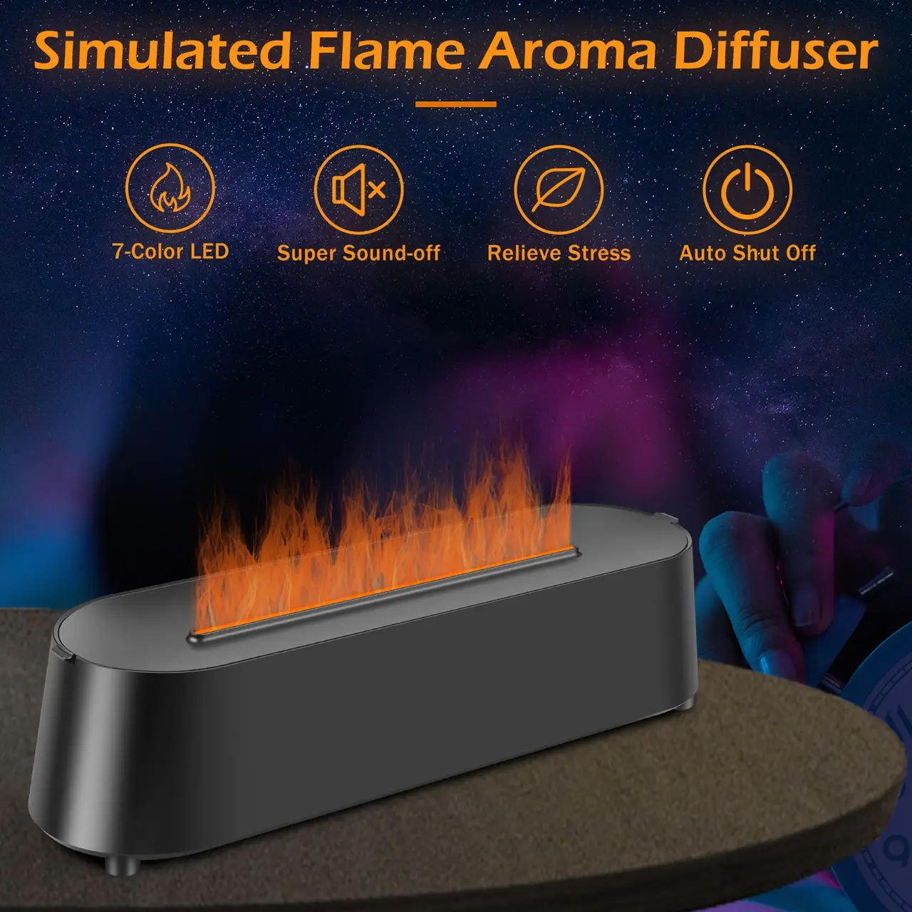Зволожувач повітря Flame Diffuser Humidifier RGB з ефектом полум'я (21873574) - фото 10