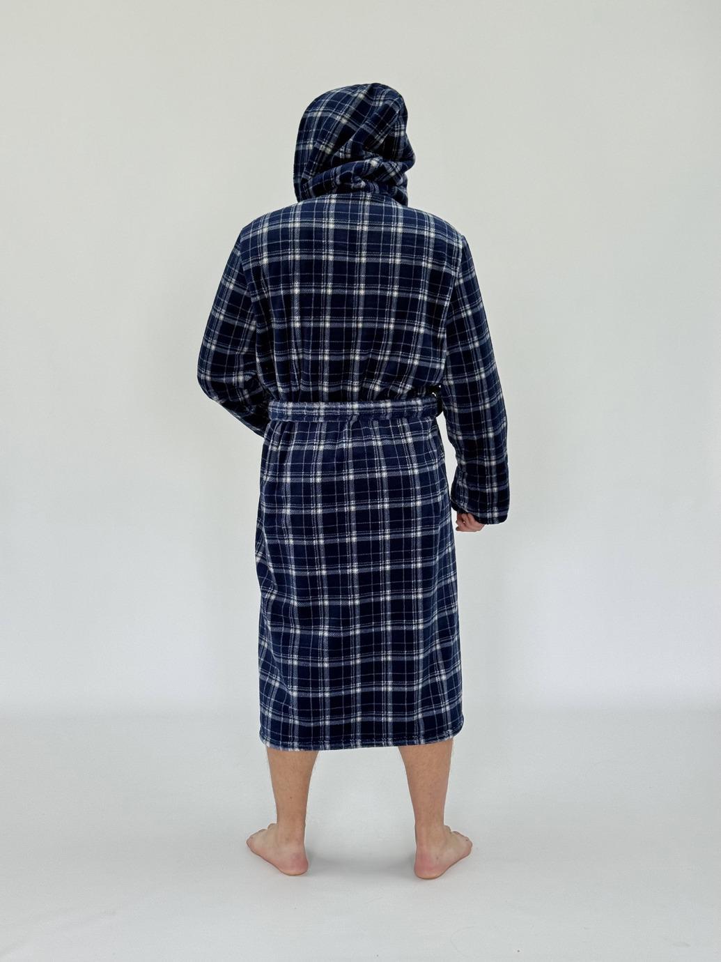 Халат чоловічий UT Store 6XL у клітину Синій (HTM01) - фото 2 Халат чоловічий UT Store 6XL у клітину Синій (HTM01) - фото 2