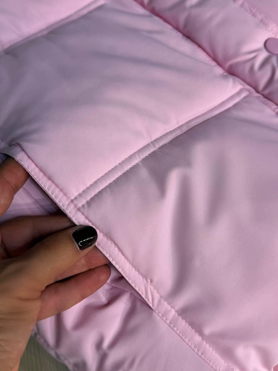 Куртка женская HAIZIYUAN 8589 средней длины с капюшоном XL Розовый (4803) - фото 8