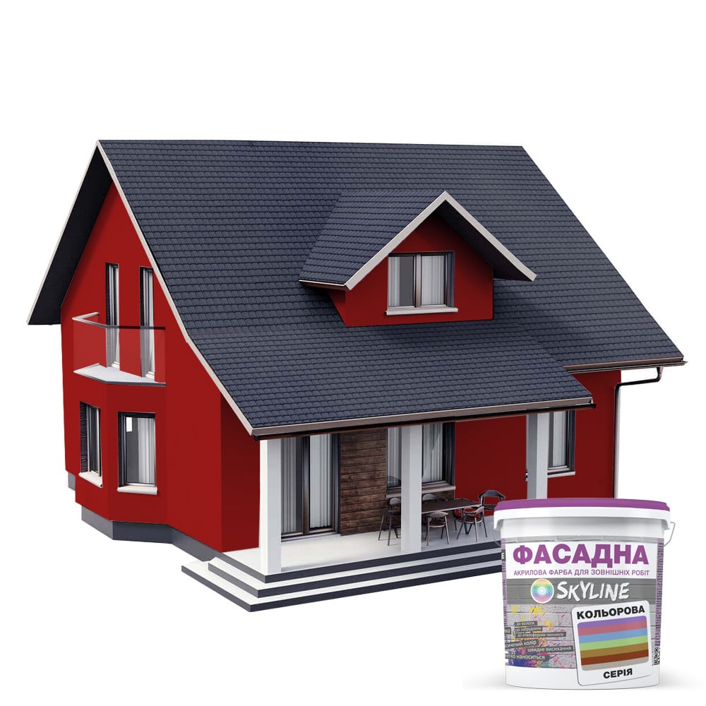 Фарба акрил-латексна фасадна Skyline 2570-Y90R (C) 3 л Рубін (650c0cd24bc23147a0718b4c) - фото 3 Фарба акрил-латексна фасадна Skyline 2570-Y90R (C) 3 л Рубін (650c0cd24bc23147a0718b4c) - фото 3