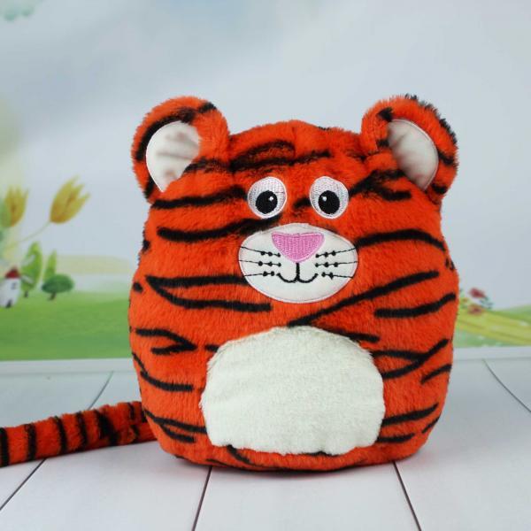 Мягкая игрушка Копица Тигр Кругляш 20 см на спинке карман на молнии для сюрпризов (00153-3)