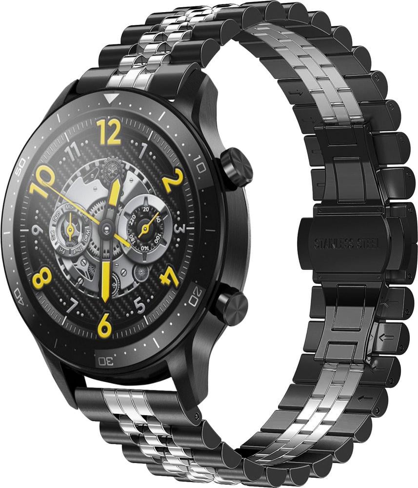 Браслет металлический Stech Line для Realme Watch S Pro Black Silver (29159-03)