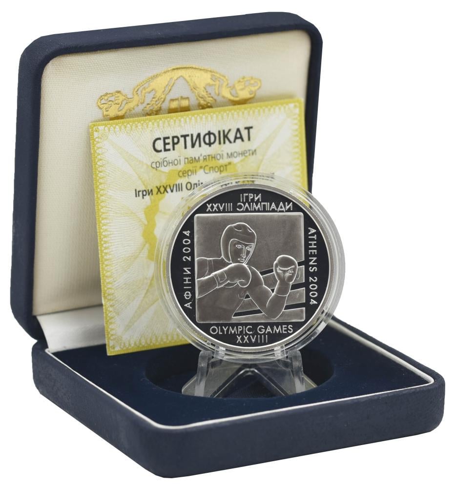 Коллекционная монета Украина 10 гривен 2003 Серебро Proof Бокс XXVIII летние Олимпийские игры в Афинах 2004