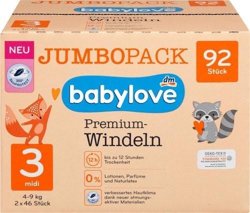 Підгузки дитячі Babylove Premium Jumbo Pack 3 Midi 4-9 кг 92 шт. (1795510001)