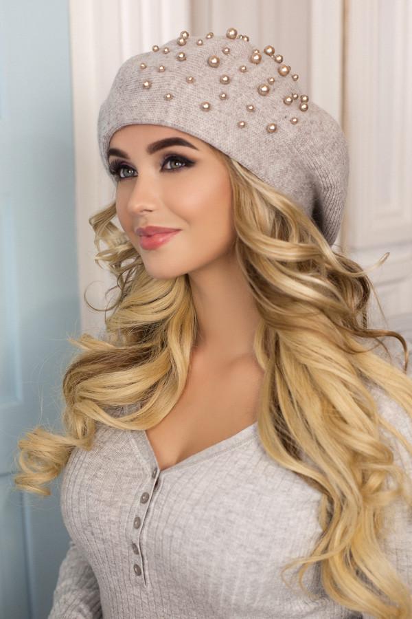 Берет с жемчужинами Braxton Мартина женский Светлый кофе (6004)