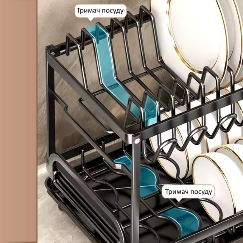 Сушилка для посуды и столовыхприборов 2-ярусная настольная 29х29х41,5 см - фото 2 Сушилка для посуды и столовыхприборов 2-ярусная настольная 29х29х41,5 см - фото 2
