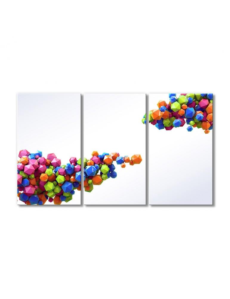 Картина модульная Радужные шестигранники 3 модуля 60x90 см