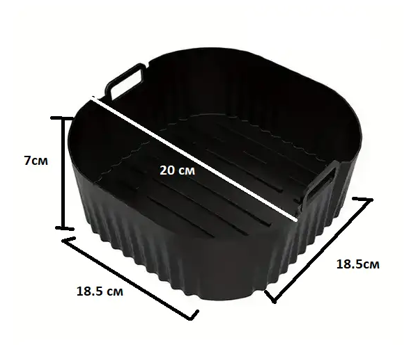 Форма силіконова квадратна для аерогрилю/мультипечі та фритюрниці 18,5 см Чорний (UK-185) - фото 7 Форма силіконова квадратна для аерогрилю/мультипечі та фритюрниці 18,5 см Чорний (UK-185) - фото 7