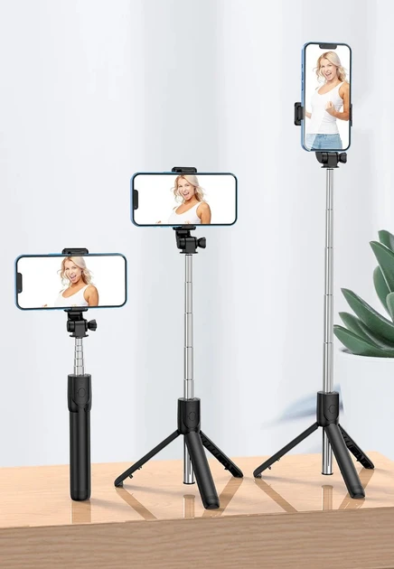 Селфі палиця для телефона Selfie Stick R1 з Bluetooth пультом Чорний - фото 9