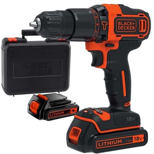 Шуруповерт Black&Decker BDCHD18KB Li-Ion 18 V 30 Нм с 2 аккумуляторами (BDCHD18KB) - фото 1