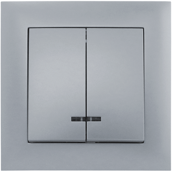 Выключатель двухклавишный MARSHEL IDEAL VS10-301 с LED подсветкой Silver