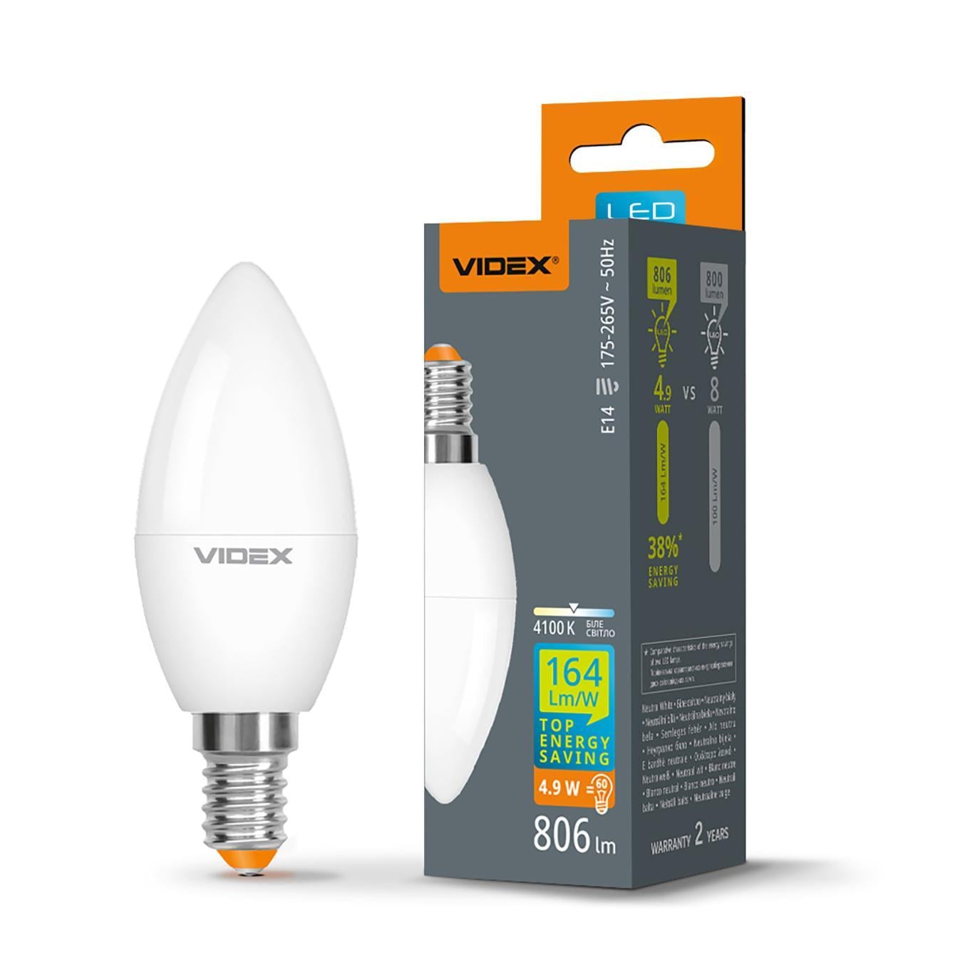 Лампа LED Videx C37h 4,9W E14 4100K (36486118)