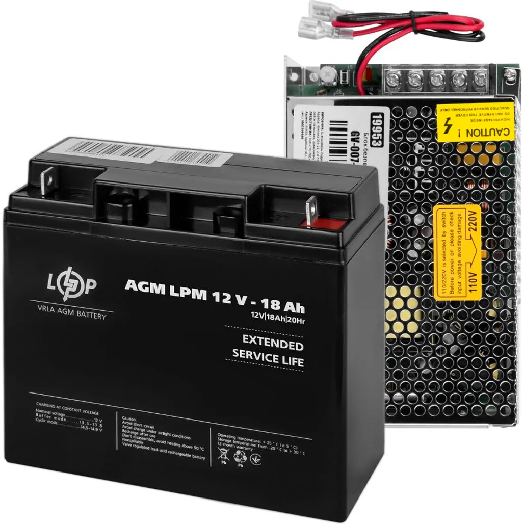 Источник бесперебойного питания GreenVision GV-007-UPS-A-1203-8A и АКБ 18Ah (20375)