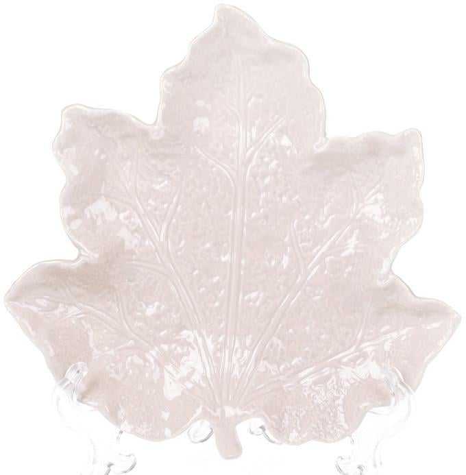 Тарелка керамическая Feuille с кленовым листом 20 см Бежевый