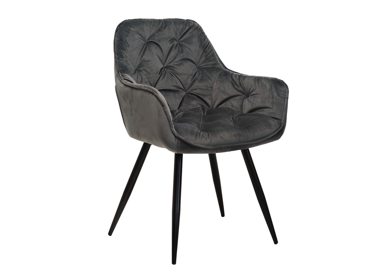 Стул обеденный Vetro Серый велюр/Черный (M-65) - фото 1 Стул обеденный Vetro Серый велюр/Черный (M-65) - фото 1