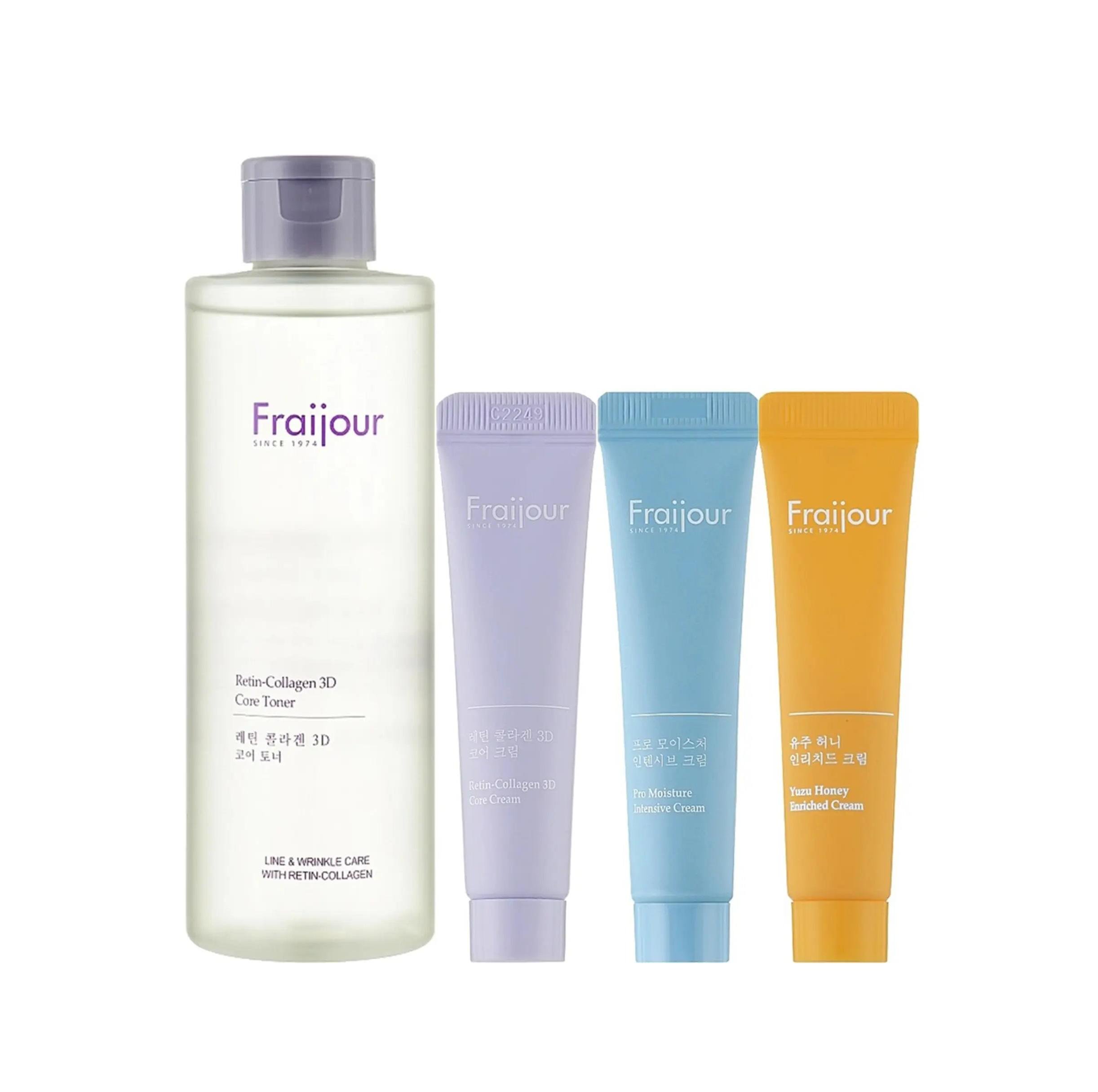 Набор увлажнения и лифтинга с ретинолом и пробиотиками Retin-Collagen 3D Core&Yuzu & Heartleaf toner Fraijour 250 мл cream 3х10мл (8050600100013)