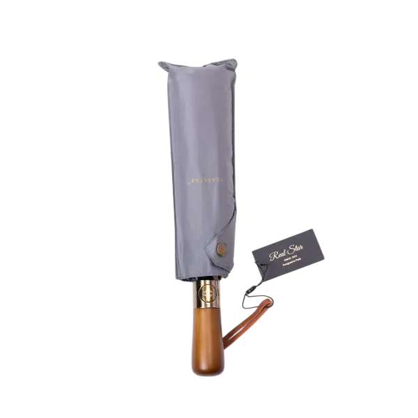 Парасолька автоматична складана 116 см з дерев'яною ручкою Сірий (HP-23-8G) - фото 6