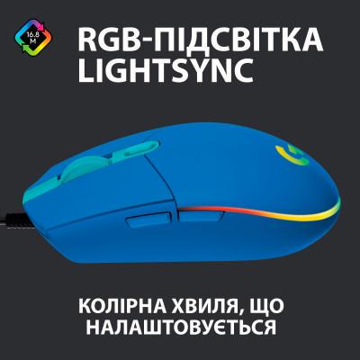 Компьютерная мышка Logitech G102 Lightsync USB Blue (910-005801) - фото 4
