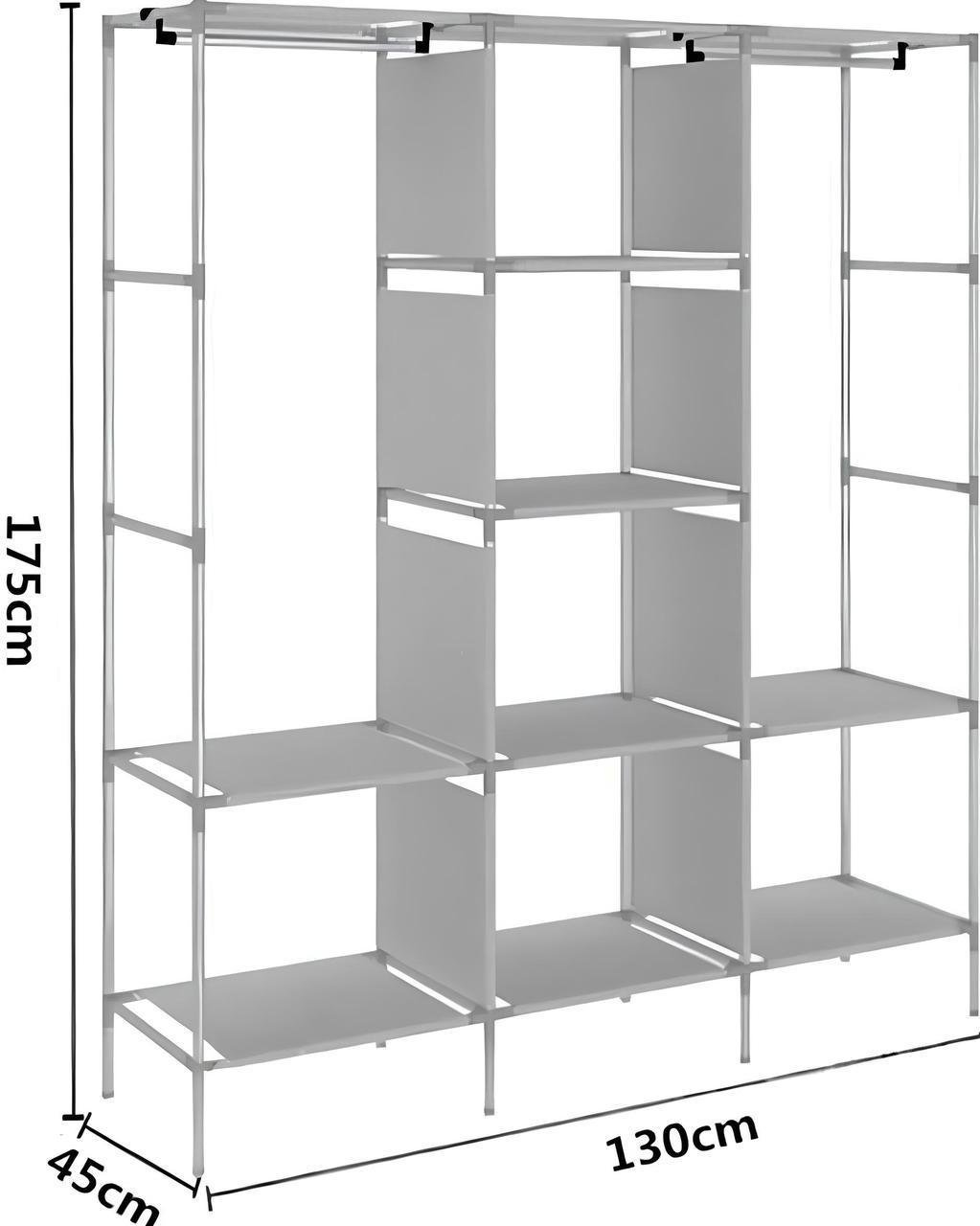 Тканный шкаф каркасный складной для одежды и обуви на 3 секции Черный - фото 2 Тканный шкаф каркасный складной для одежды и обуви на 3 секции Черный - фото 2