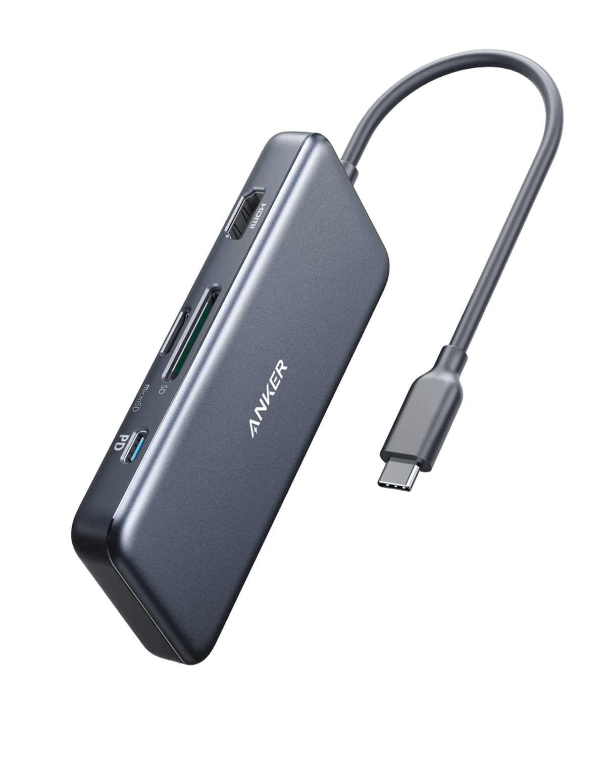 Хаб Anker 341 USB-C Hub 7в1 универсальный на 7 портов с быстрой зарядкой и 4K HDMI Grey (001017)