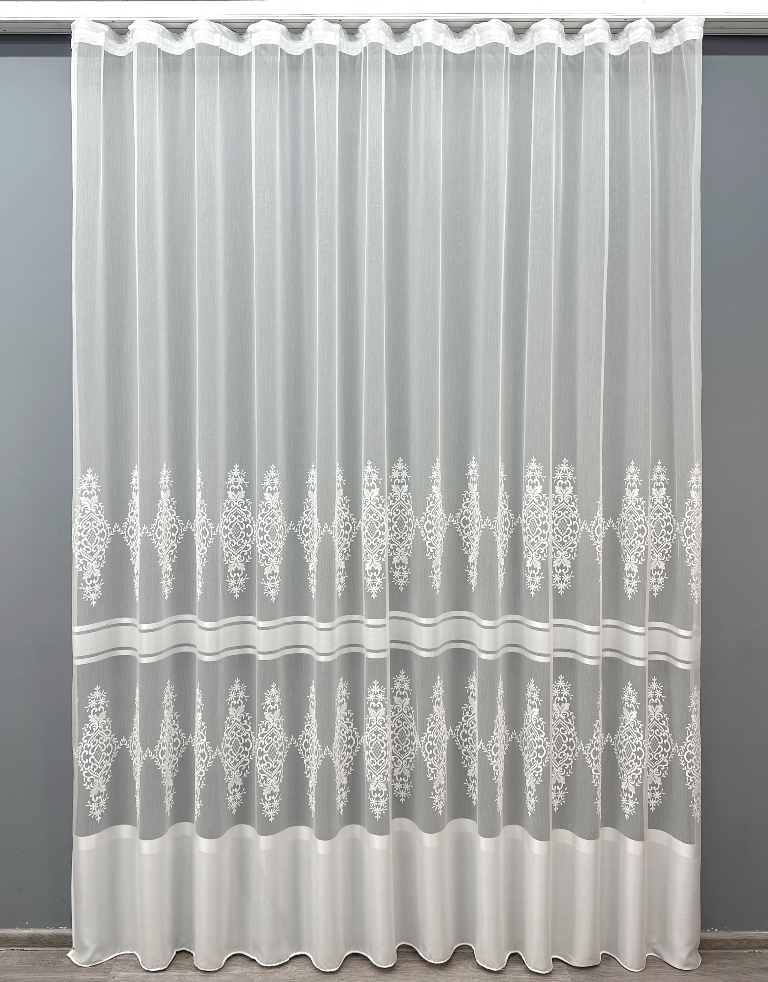 Тюль VR-Textil 1709т Бамбук с вышивкой и люрексом 300х270 см Молочный (42-0708)