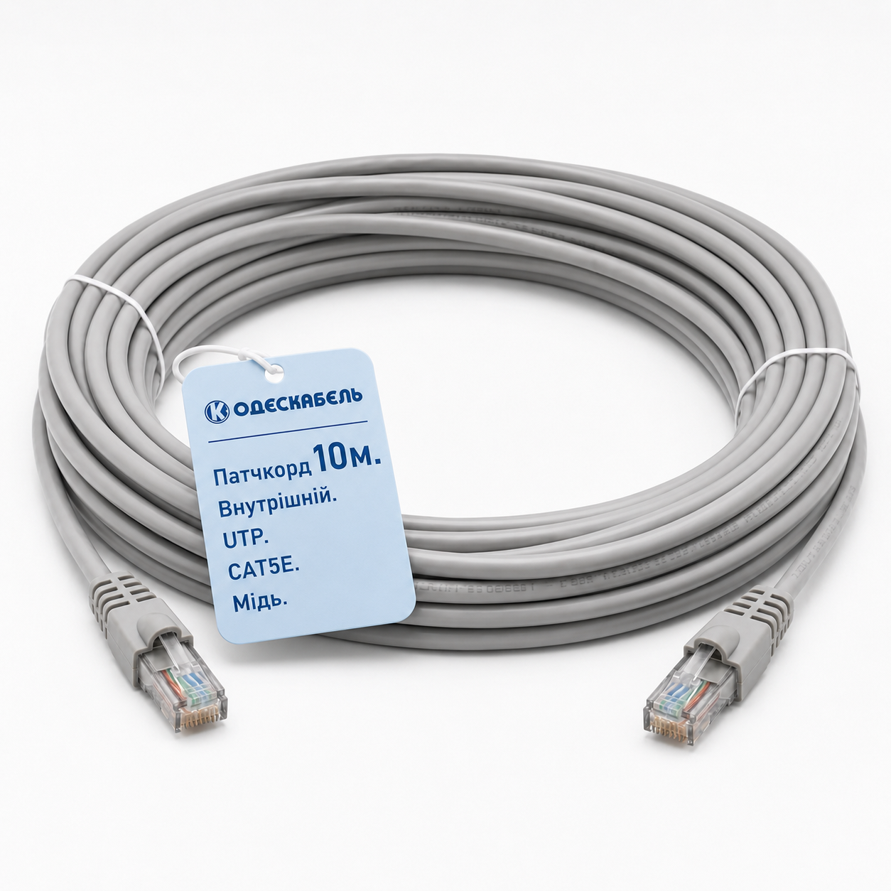 Патч-корд Одескабель CAT5e UTP CU RJ45 Ethernet медный внутренний 10 м Серый