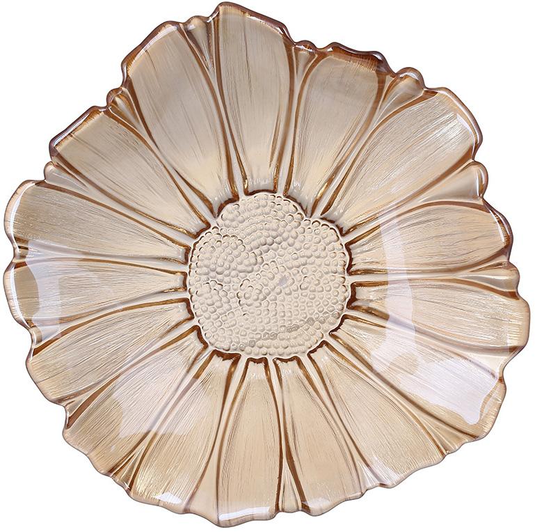 Блюдо скляне Flower 36х7 см Амбер - фото 1