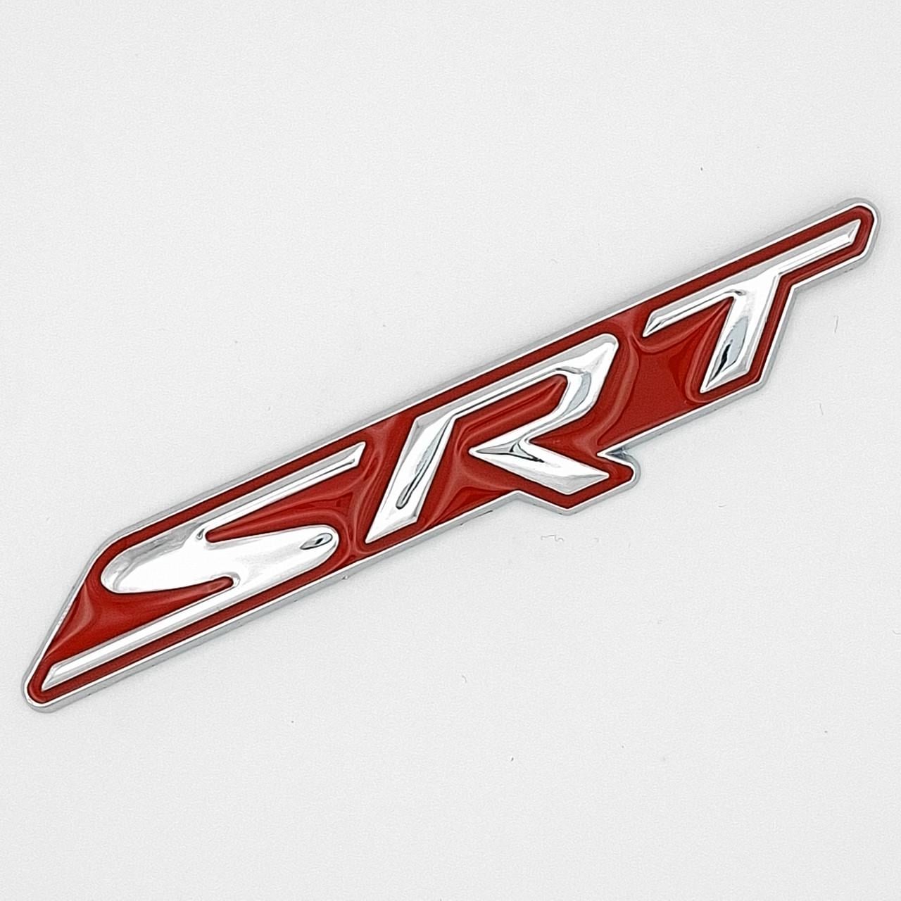 Эмблема надпись SRT Jeep Dodge Chrysler металл 10х1,3 см Хром/Красный глянцевый (2835192053)