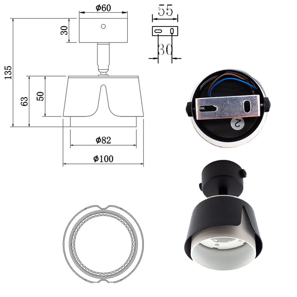 Світильник точковий ESLLSE TELA R DL GX53 100x135 мм Чорно-білий (10529) - фото 4