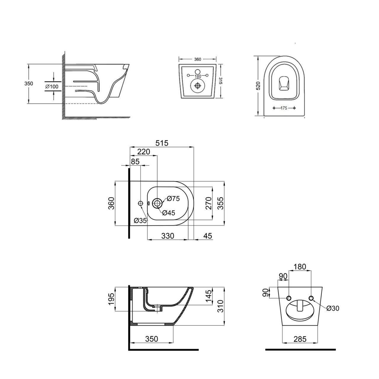 Комплект Qtap Jay 2в1 унітаз підвісний Rimless/біде підвісне (2608668284) - фото 2 Комплект Qtap Jay 2в1 унітаз підвісний Rimless/біде підвісне (2608668284) - фото 2