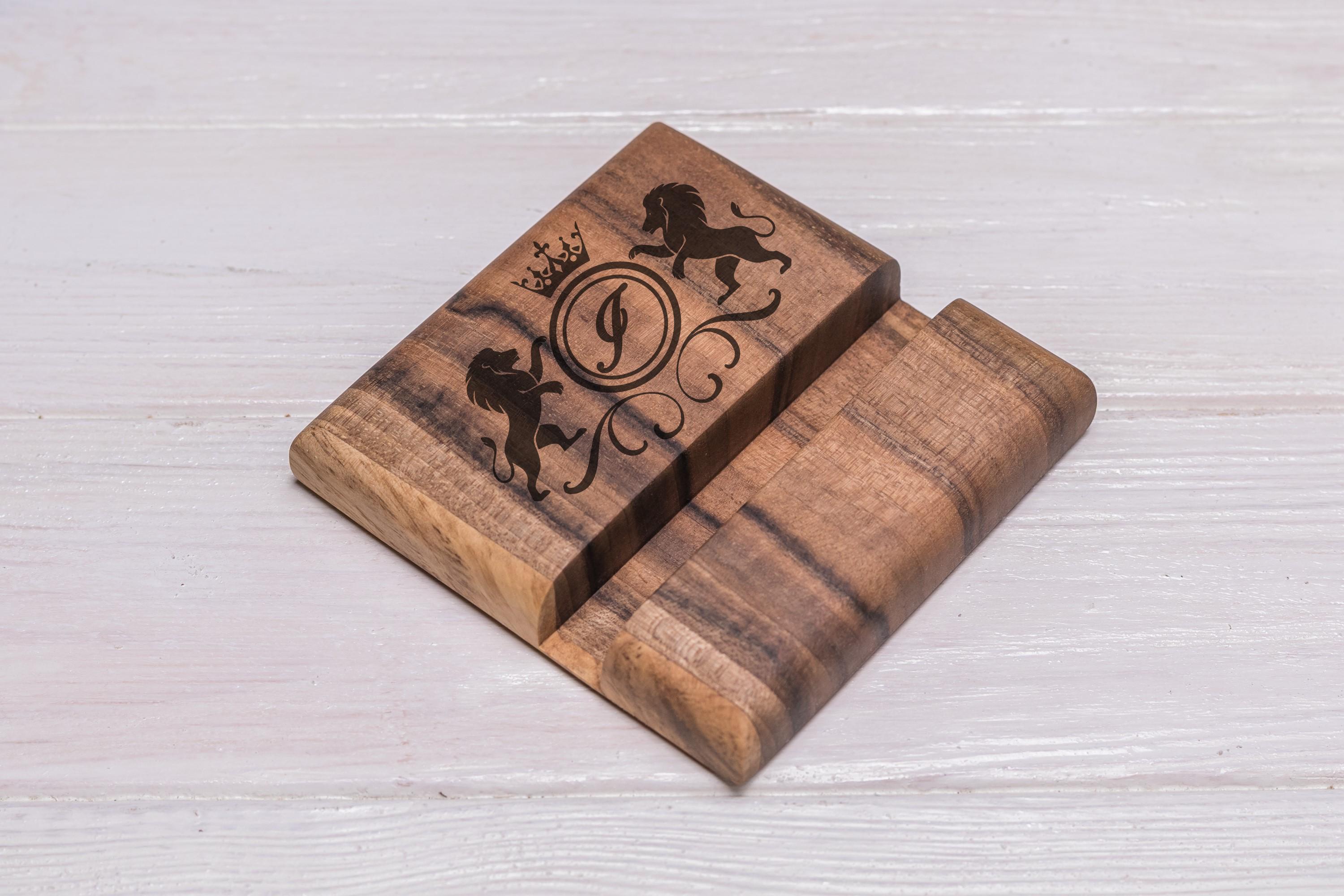 Подставка-держатель EcoWalnut для телефона/планшета с логотипом (EW-2)