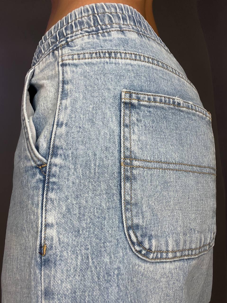 Джинси жіночі I8 52422 Palazzo Jeans талія на резинці зі шнурком широкий крій палаццо р. 28 Блакитний (3365) - фото 6