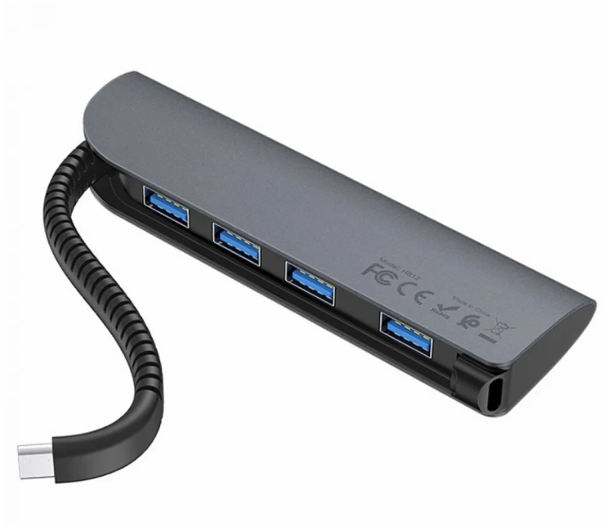 Переходник картридер USB-Хаб для MacBook Hoco HB12 Victory Type-C to 4 USB 3,0 - фото 1