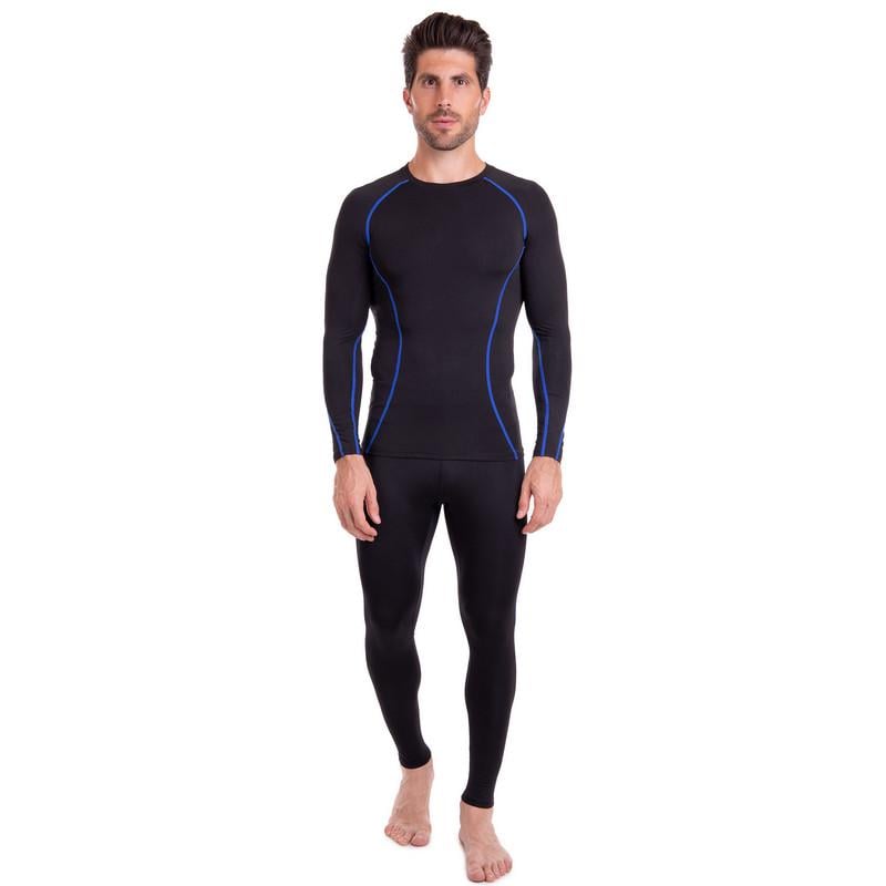 Компрессионная одежда мужская LIDONG LD-1001 LD-1201 лонгслив и штаны L/р. 46-48 рост 172-177 см Черный/Синий (6936116101131)