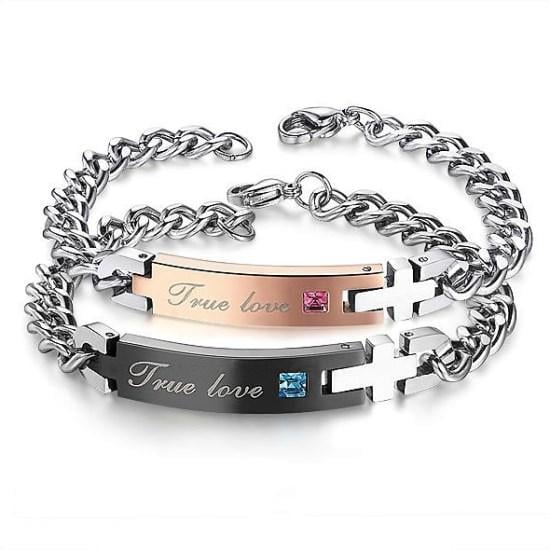 Браслеты парные из нержавеющей медицинской стали 20 см (BP-026)