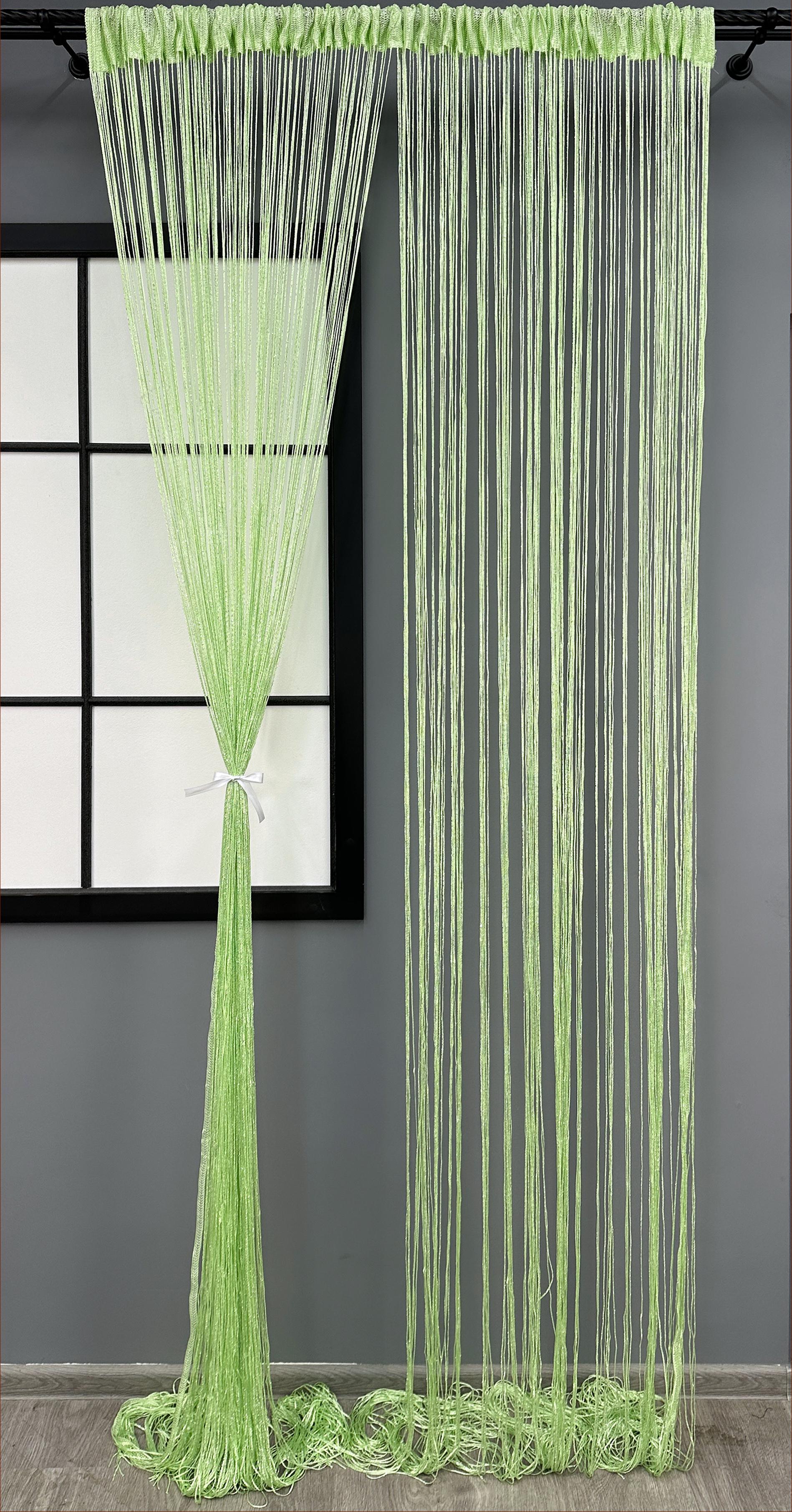 Шторы-нити с люрексом 300х300 см Салатовый (61-107)