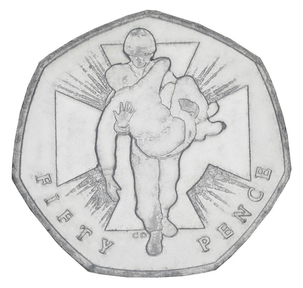 Коллекционная монета Великобритания 50 пенсов 2006 F-VF Героический акт (М20940)