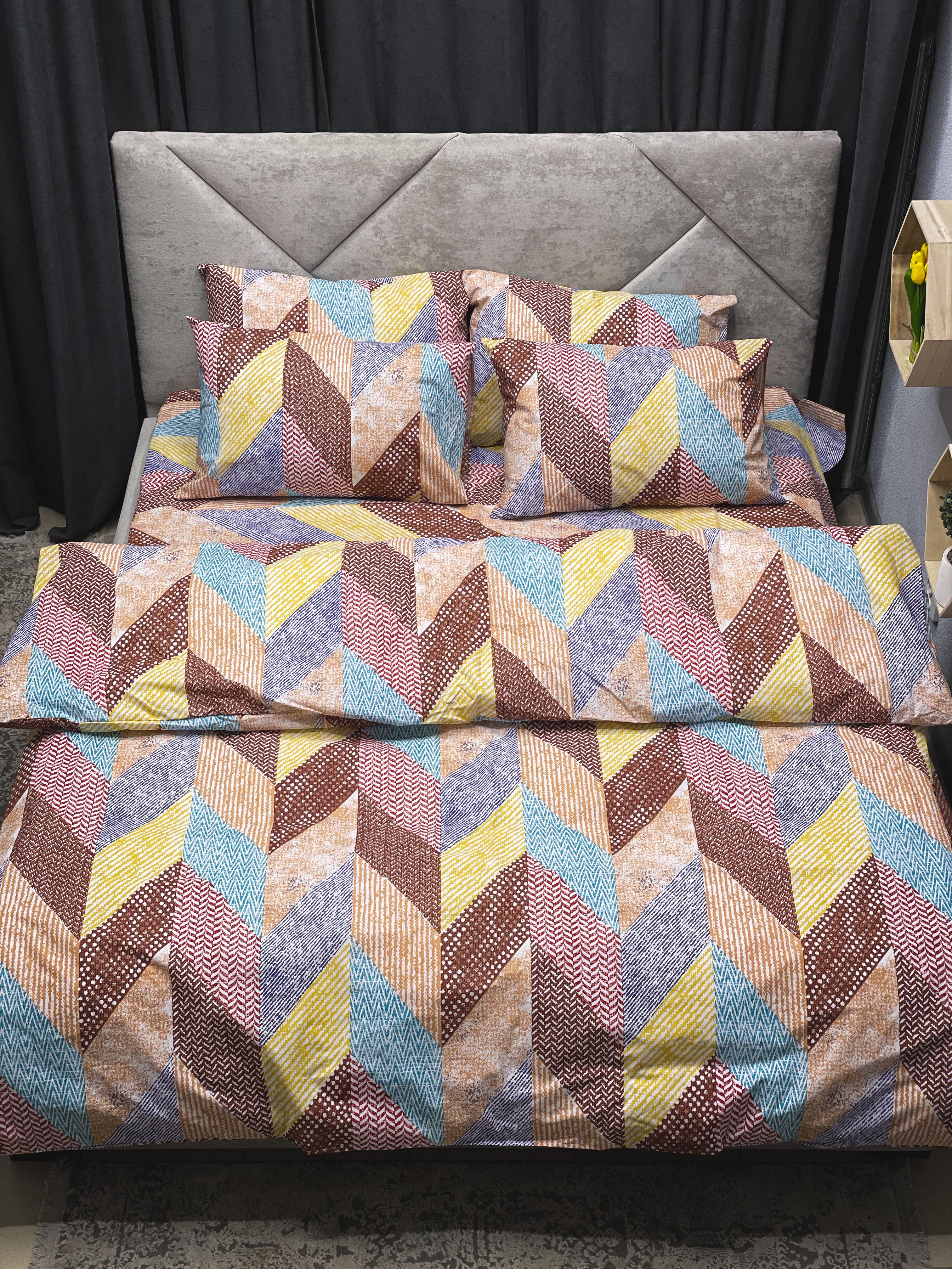 Комплект постельного белья Ego-textile 480G безевый с геометрическим принтом (197601461)