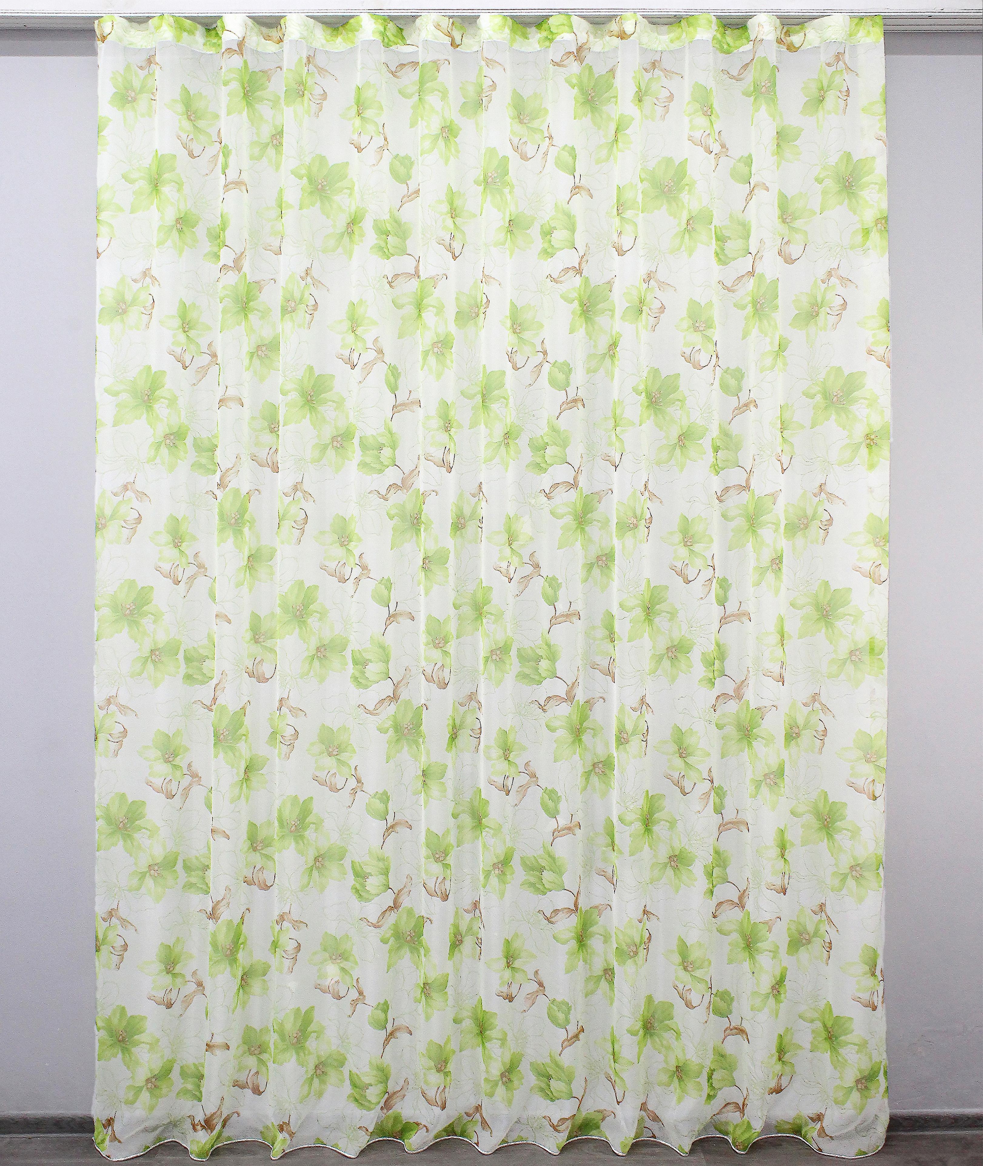 Тюль VR-Textil 1334т шифон 300х270 см Белый/Салатовый/Коричневый (42-0049)