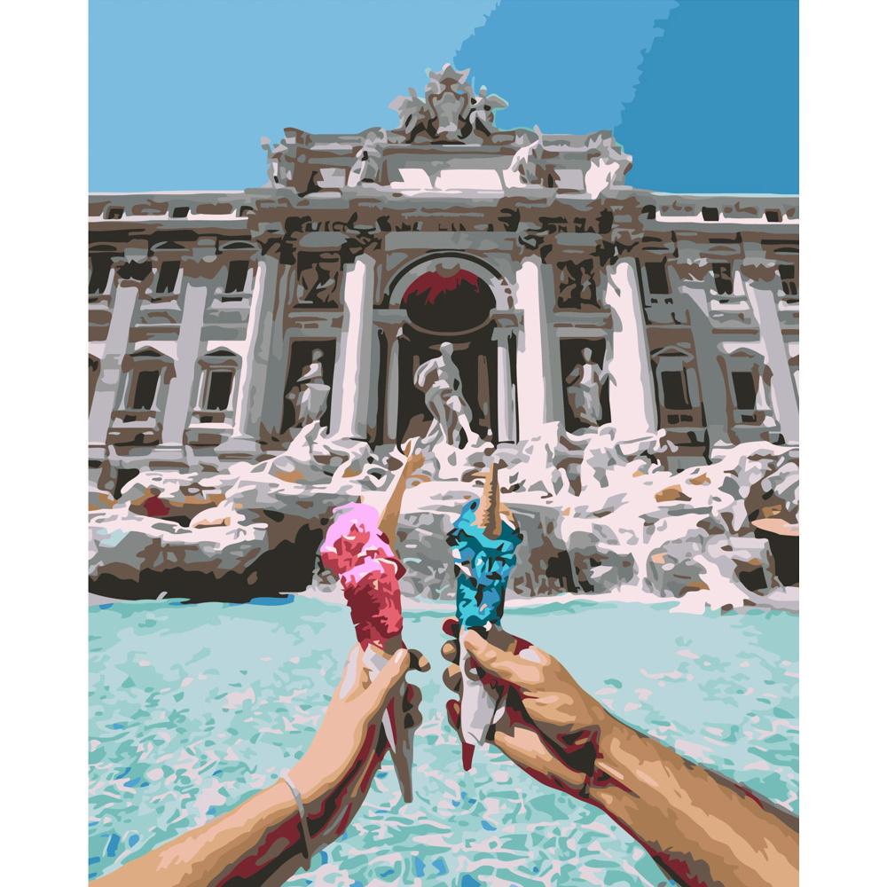 Картина за номерами Strateg Преміум Морозиво у Римі 40x50 см (GS143)