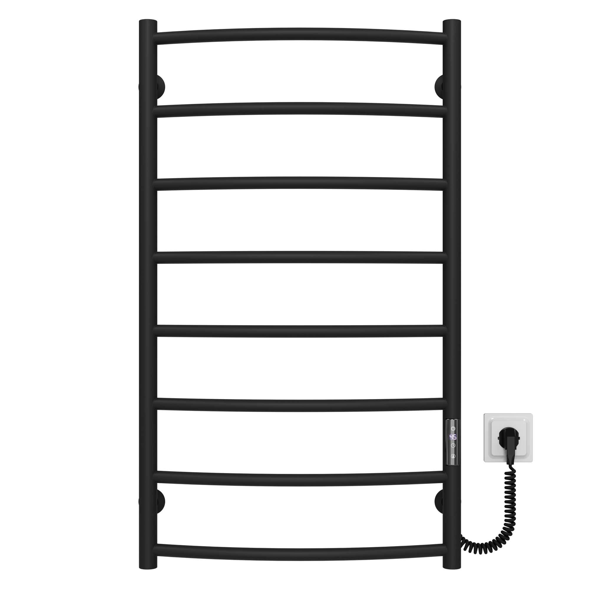 Полотенцесушитель электрический Deffi Классик П8 JD03 правое подключение нержавеющая сталь 500х900 мм Черный (C.DK.90.50.8.E.B.R.1)